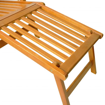 Outdoor Deckchair with Footrest and Table in Solid Acacia