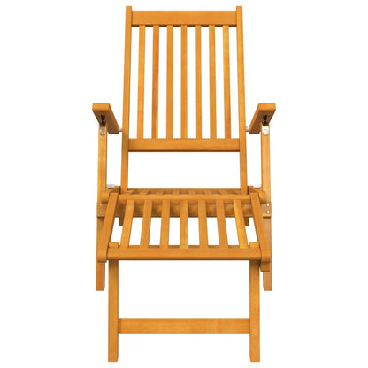 Outdoor Deckchair with Footrest and Table in Solid Acacia