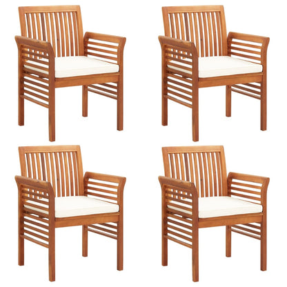 Sedie da Pranzo Giardino con Cuscini 4 pz Legno Massello Acacia | homemem39
