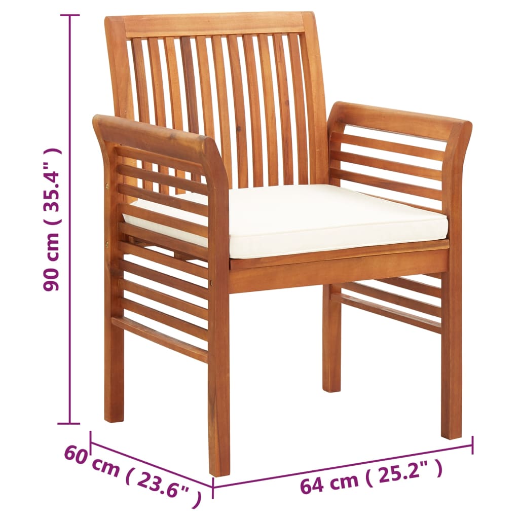 Sedie da Pranzo Giardino con Cuscini 8 pz Legno Massello Acacia