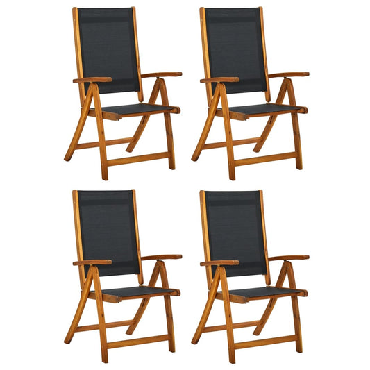 Folding Garden Chairs 4pcs Solid Acacia Wood and Textilene