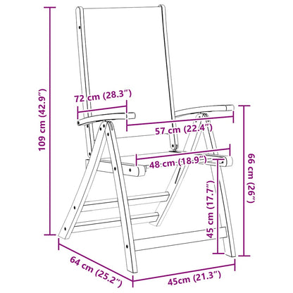 Sedie Giardino Pieghevoli 4pz Legno Massello Acacia e Textilene
