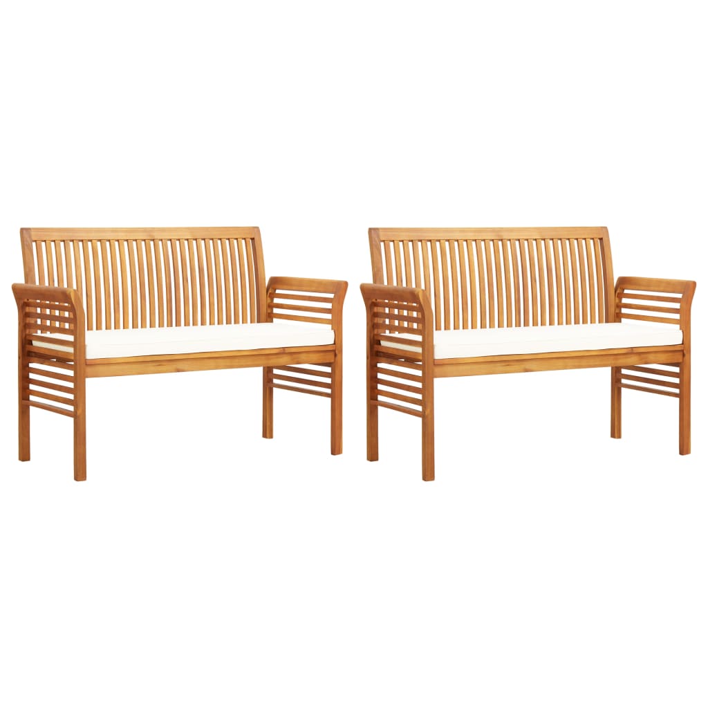 Set da Pranzo per Esterni 3pz con Cuscini Legno Massello Acacia | homemem39