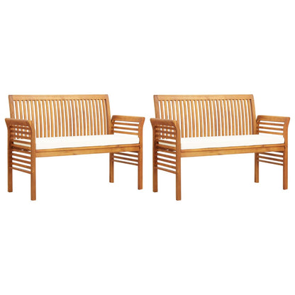Set da Pranzo per Esterni 3pz con Cuscini Legno Massello Acacia | homemem39