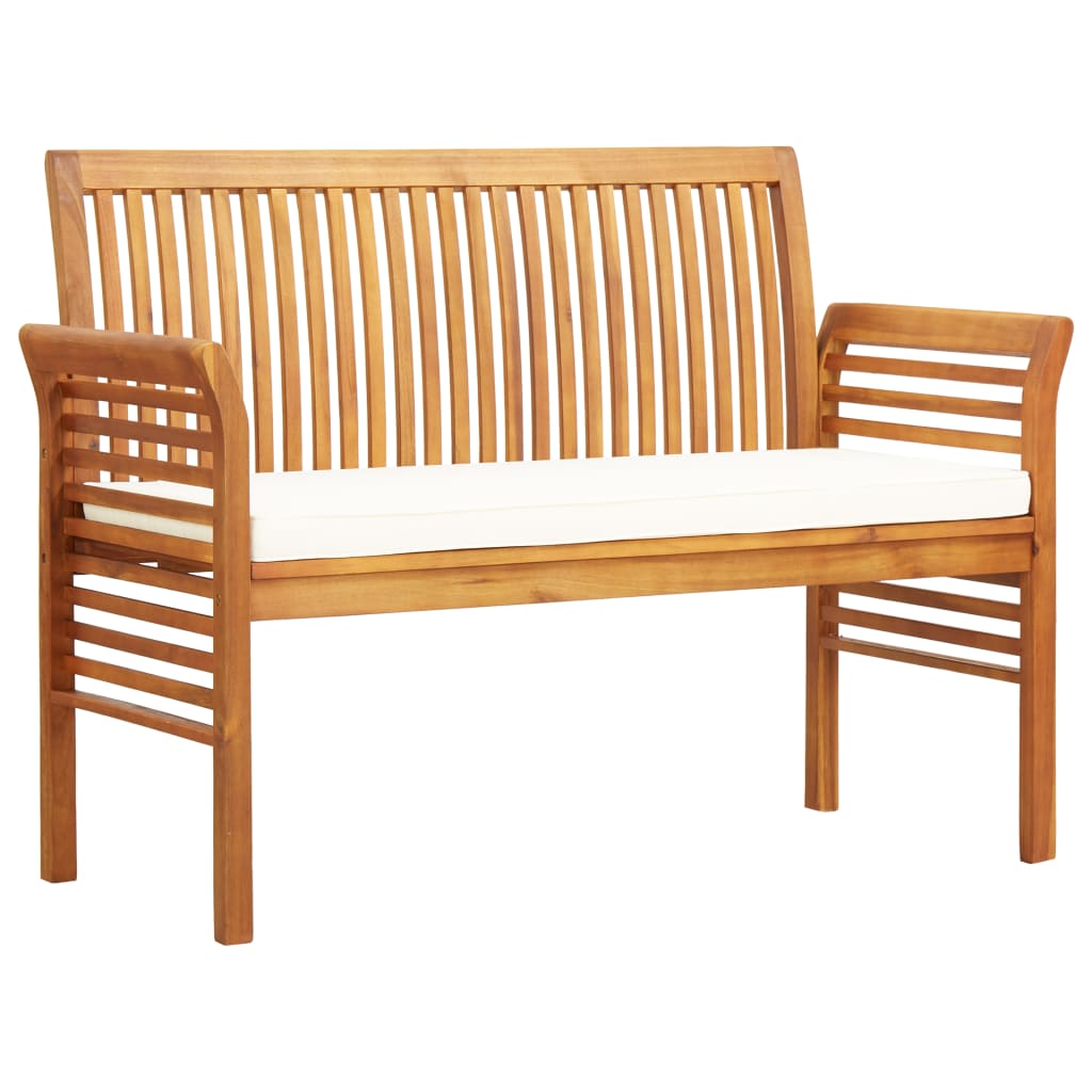 Set da Pranzo per Esterni 3pz con Cuscini Legno Massello Acacia | homemem39