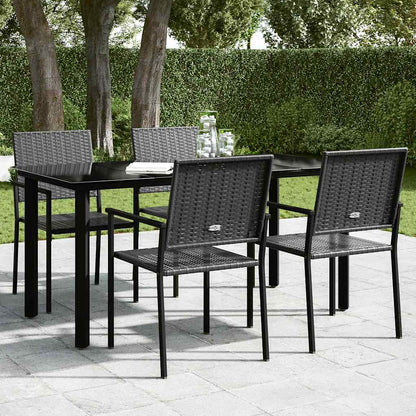 Tavolo Pranzo Giardino Nero 160x80x74 Acciaio e Vetro Temperato - homemem39