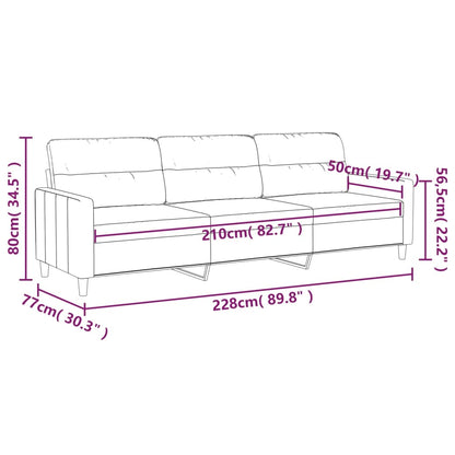 Divano a 3 Posti Grigio Scuro 210 cm in Tessuto | homemem39
