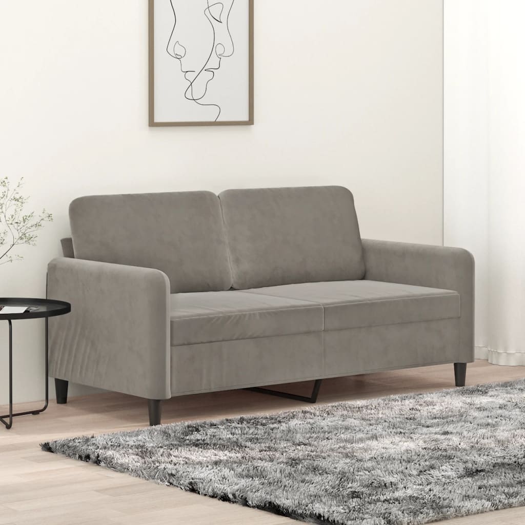 Divano a 2 Posti Grigio Chiaro 140 cm in Velluto | homemem39