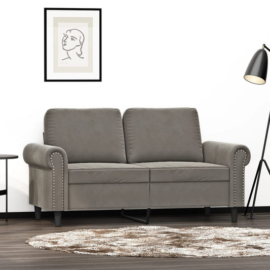 Divano a 2 Posti Grigio Chiaro 120 cm in Velluto | homemem39