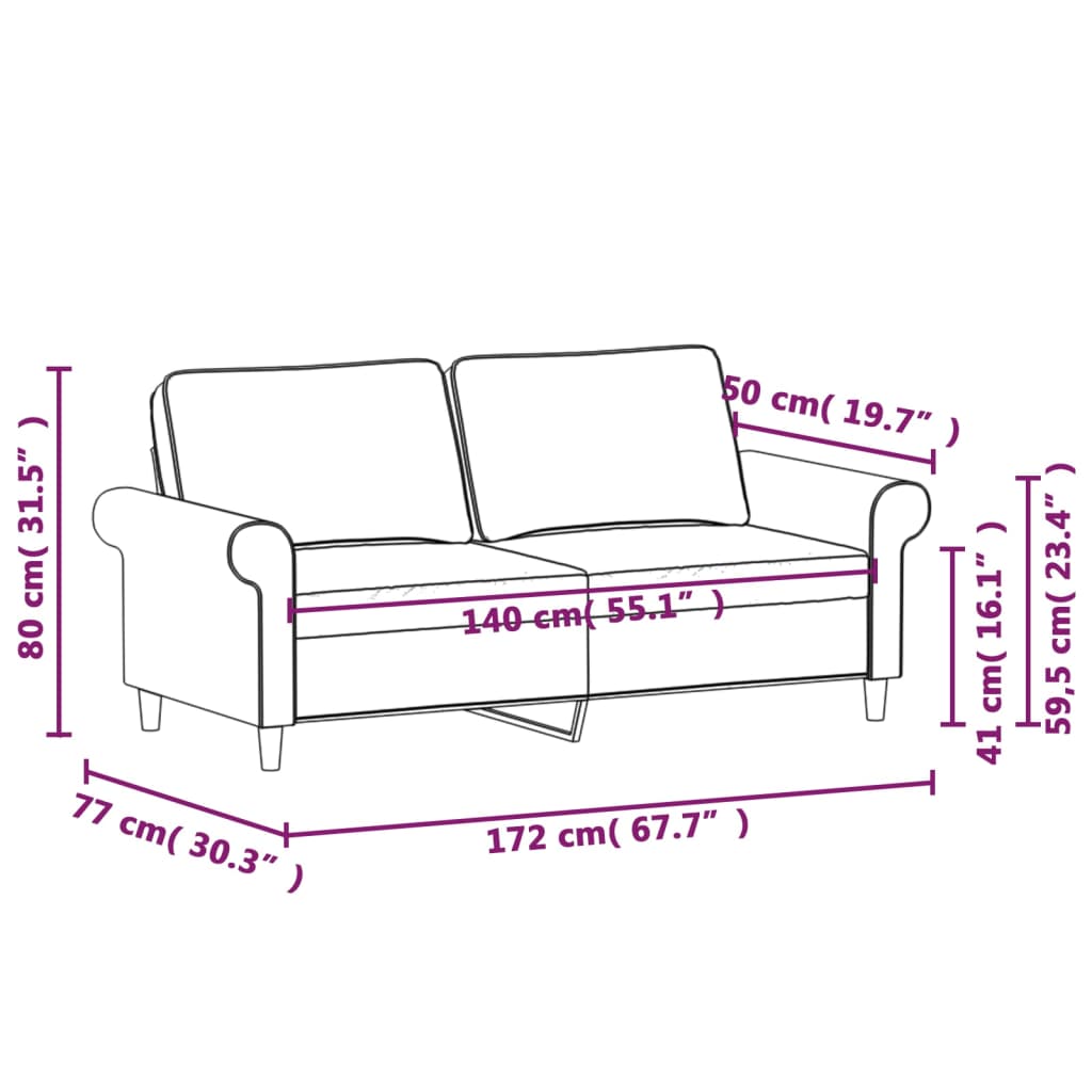 Divano a 2 Posti Grigio Scuro 140 cm in Tessuto | homemem39