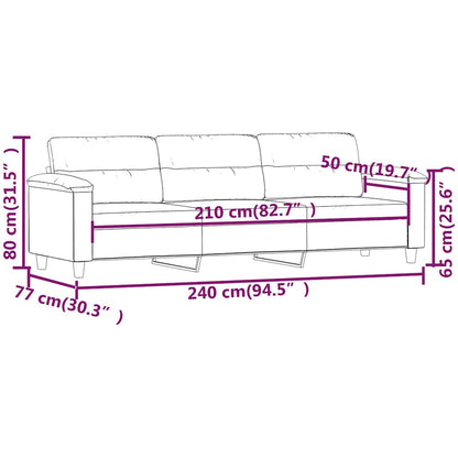 Divano a 3 Posti Grigio Scuro 210 cm in Tessuto Microfibra | homemem39