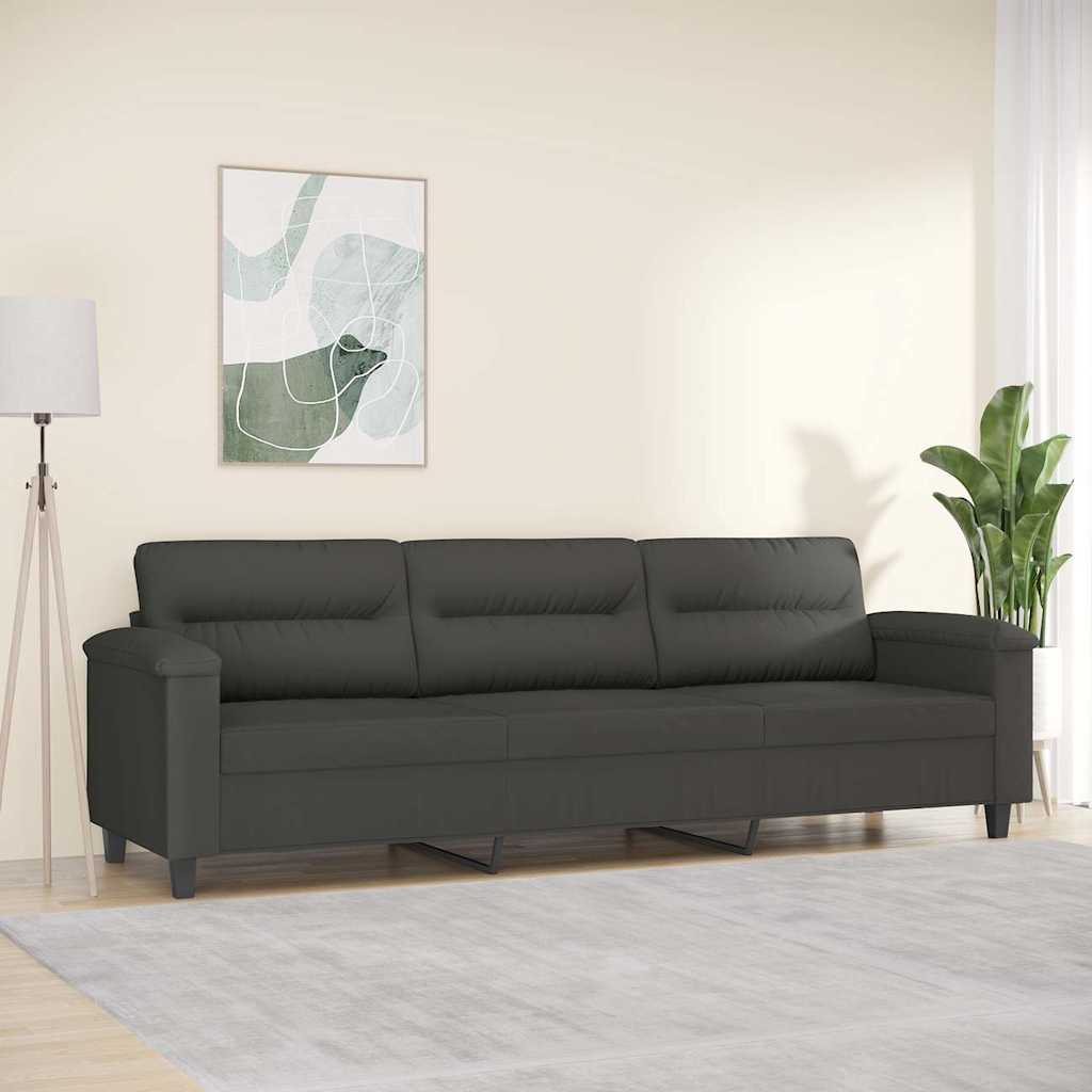 Divano a 3 Posti Grigio Scuro 210 cm in Tessuto Microfibra