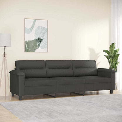 Divano a 3 Posti Grigio Scuro 210 cm in Tessuto Microfibra