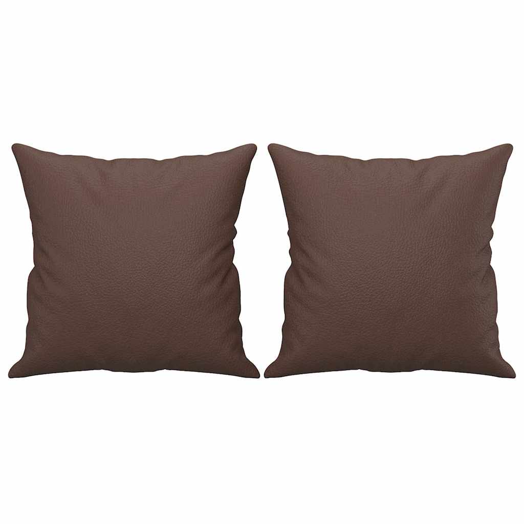 Cuscini Decorativi 2pz Marrone 40x40 cm in Similpelle