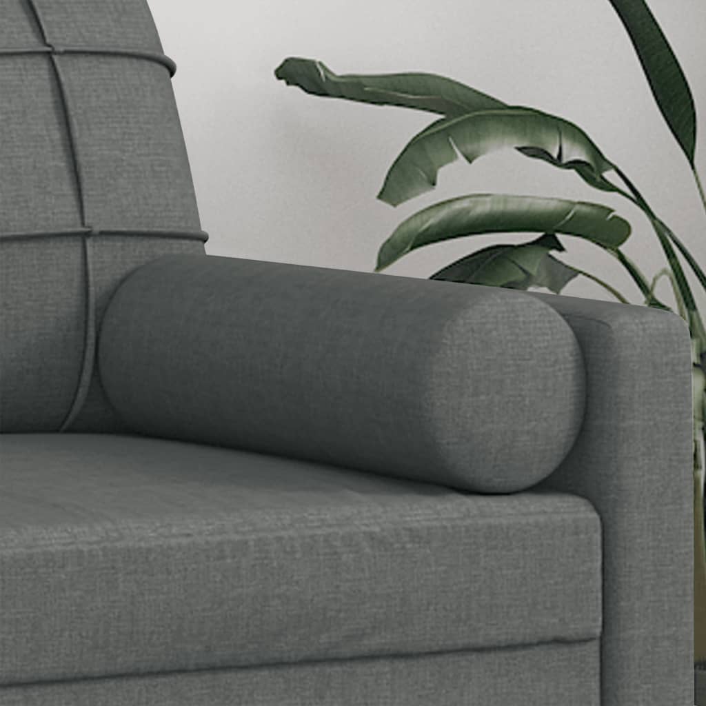 Cuscini Decorativi 2 pz Grigio Scuro Ø15x50 cm in Tessuto - homemem39