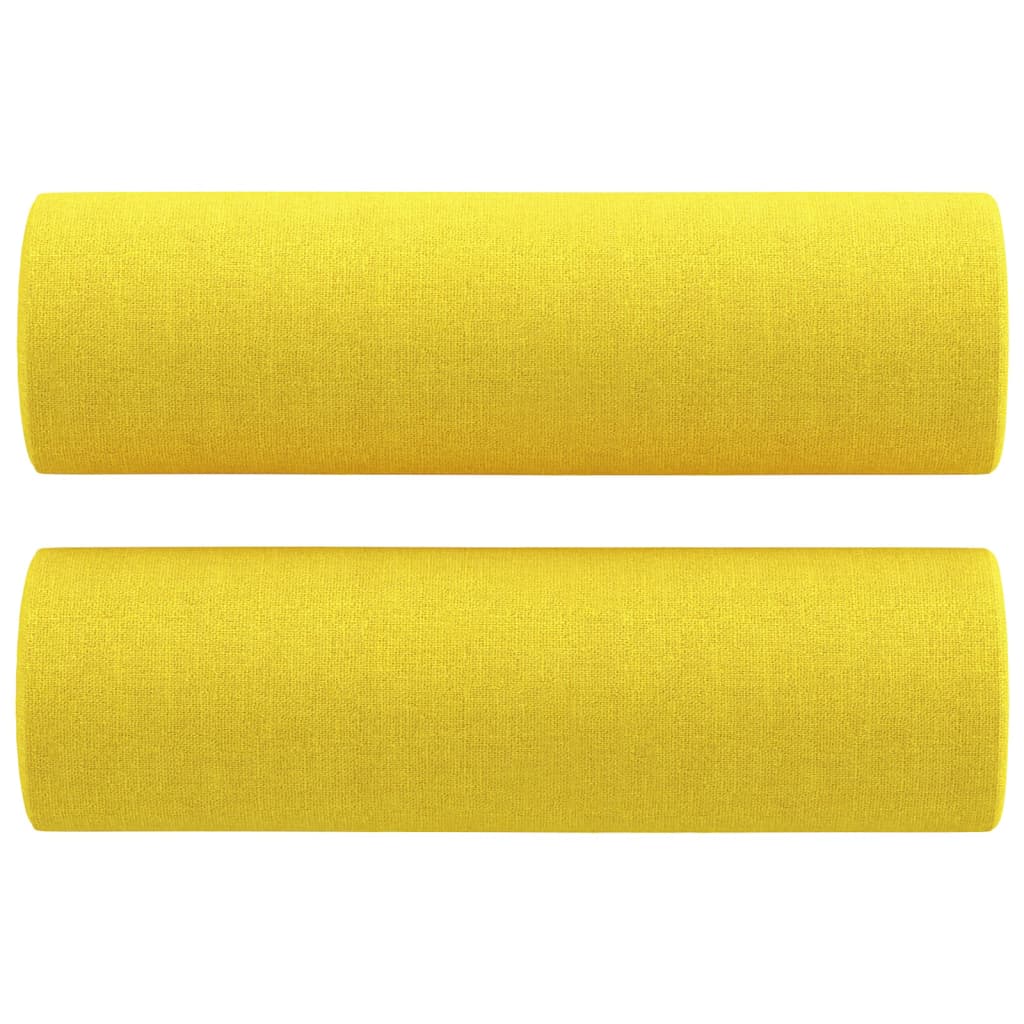 Cuscini Decorativi 2 pz Giallo Chiaro Ø15x50 cm in Tessuto