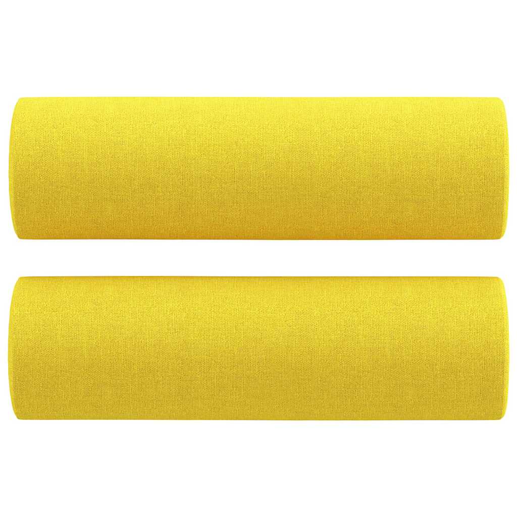 Cuscini Decorativi 2 pz Giallo Chiaro Ø15x50 cm in Tessuto