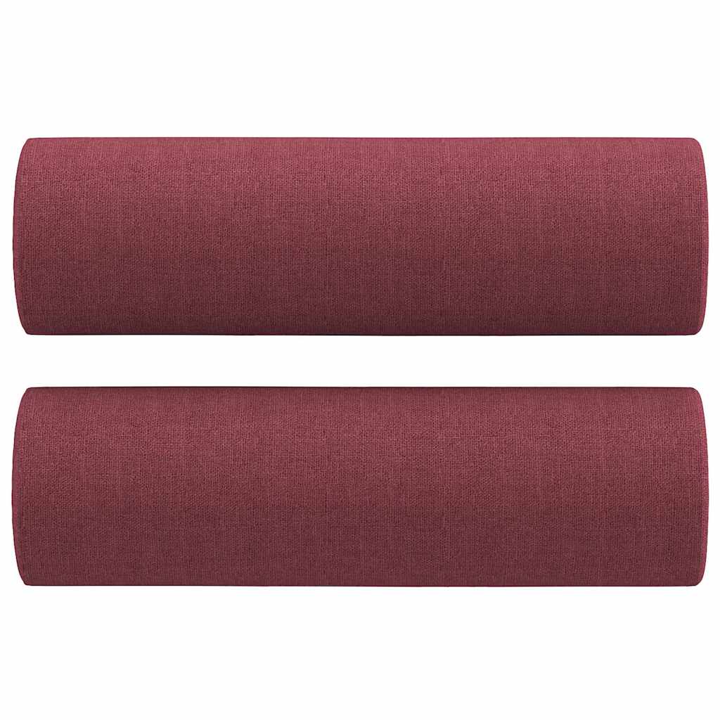 Cuscini Decorativi 2 pz Rosso Vino Ø15x50 cm in Tessuto