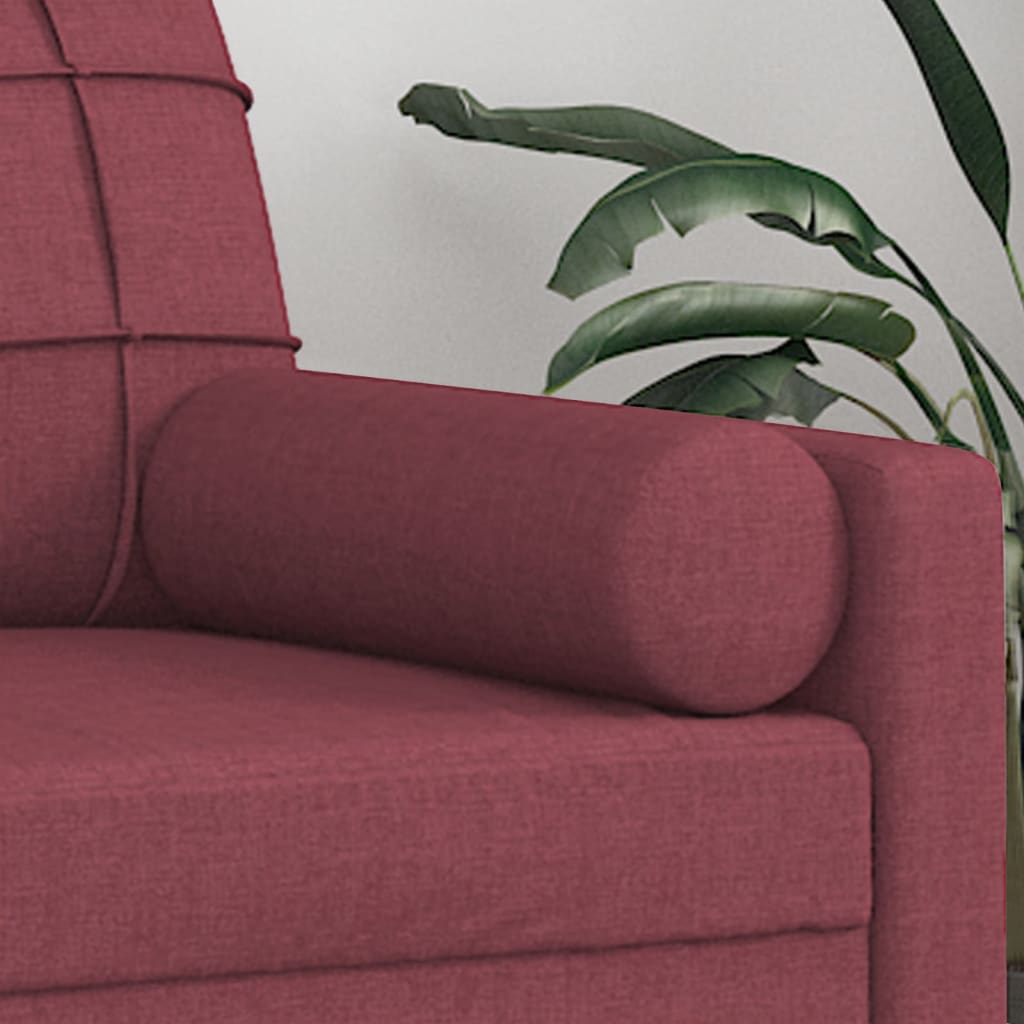 Cuscini Decorativi 2 pz Rosso Vino Ø15x50 cm in Tessuto - homemem39