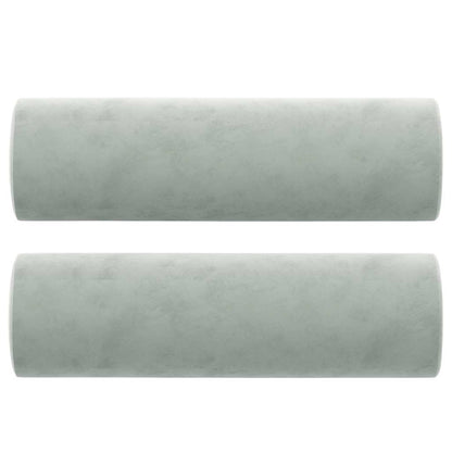 Cuscini Decorativi 2 pz Grigio Chiaro Ø15x50 cm in Velluto