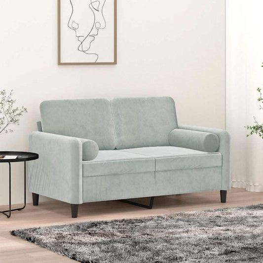 Cuscini Decorativi 2 pz Grigio Chiaro Ø15x50 cm in Velluto