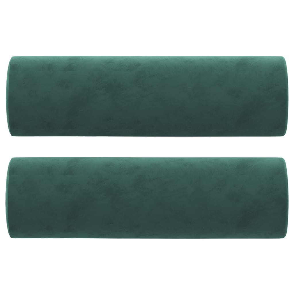 Cuscini Decorativi 2 pz Verde Scuro Ø15x50 cm in Velluto - homemem39