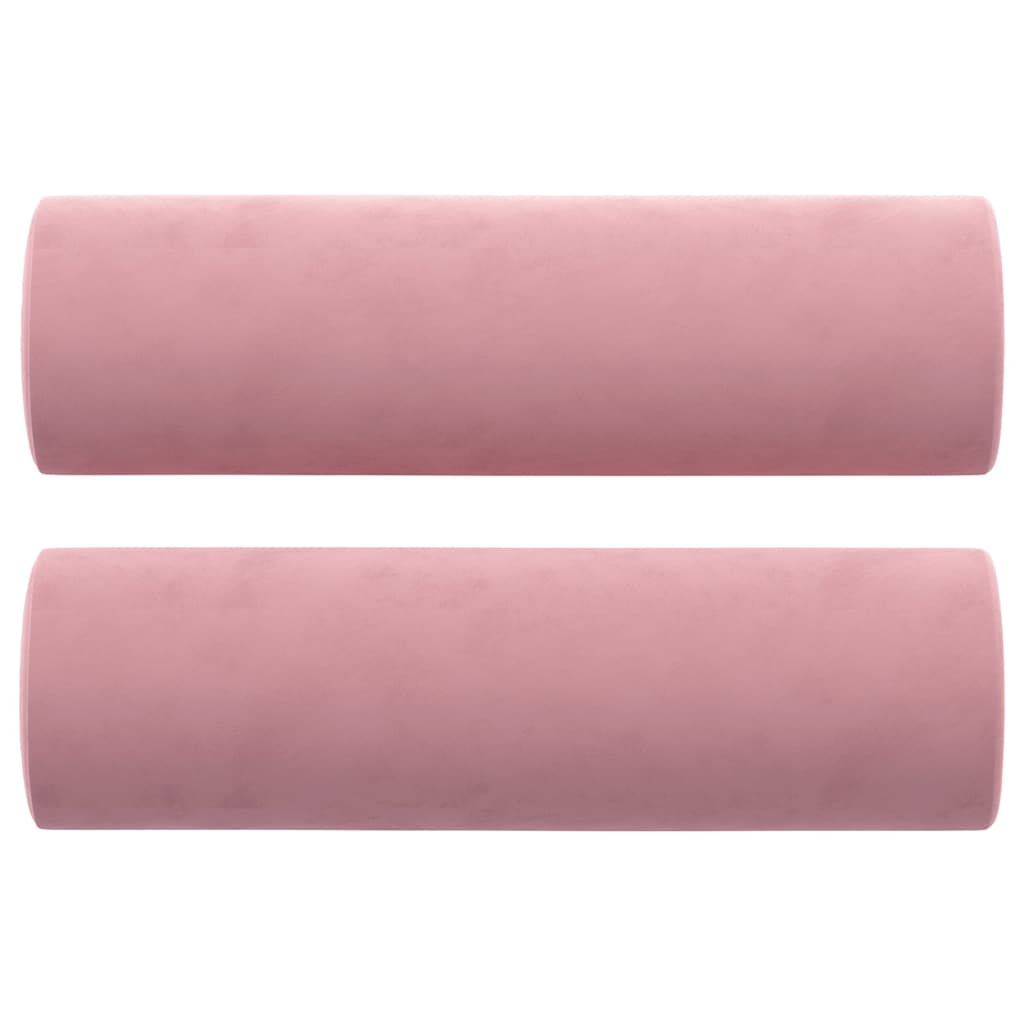 Cuscini Decorativi 2 pz Rosa Ø15x50 cm in Velluto