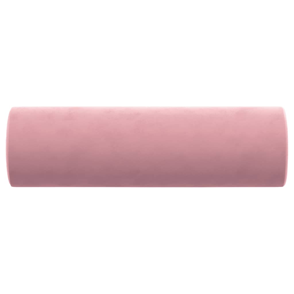 Cuscini Decorativi 2 pz Rosa Ø15x50 cm in Velluto
