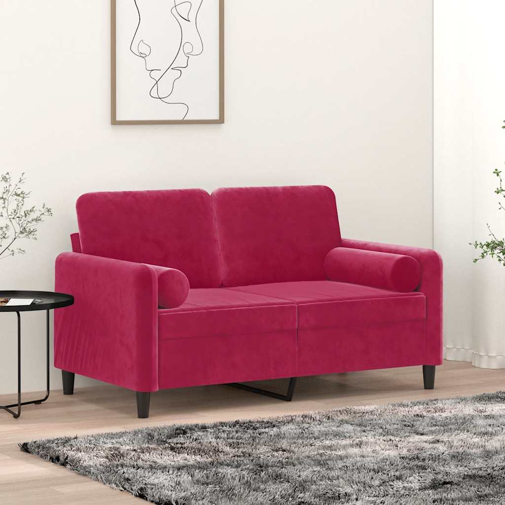 Cuscini Decorativi 2 pz Rosso Vino Ø15x50 cm in Velluto