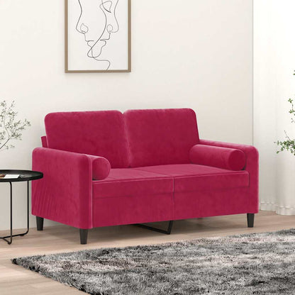 Cuscini Decorativi 2 pz Rosso Vino Ø15x50 cm in Velluto