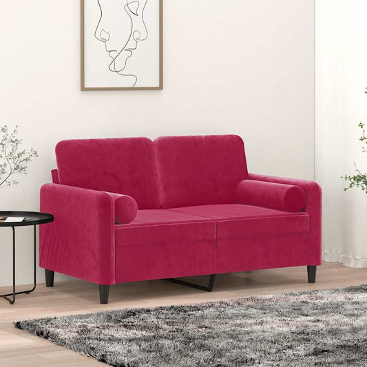 Cuscini Decorativi 2 pz Rosso Vino Ø15x50 cm in Velluto