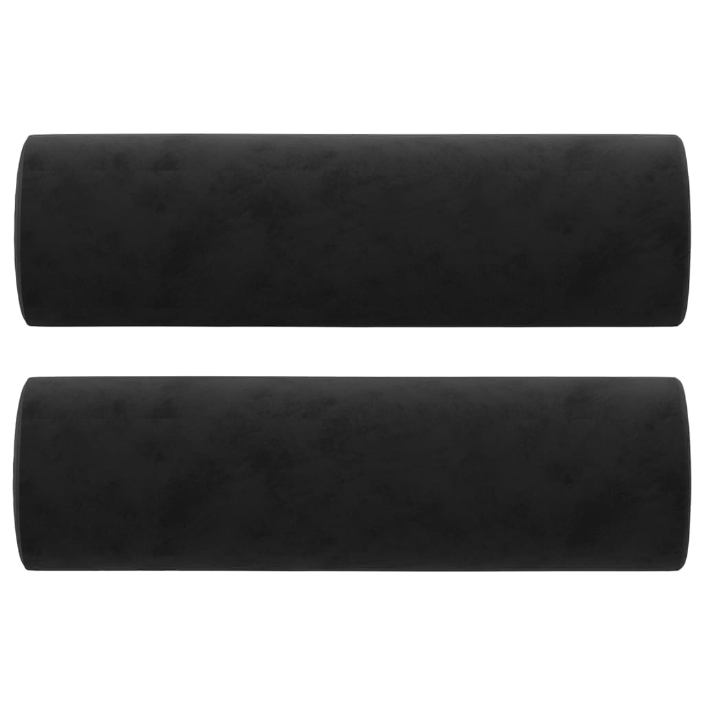 Cuscini Decorativi 2 pz Nero Ø15x50 cm in Velluto | homemem39