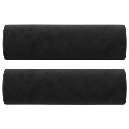 Cuscini Decorativi 2 pz Nero Ø15x50 cm in Velluto | homemem39