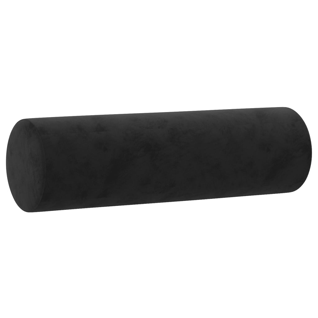 Cuscini Decorativi 2 pz Nero Ø15x50 cm in Velluto | homemem39