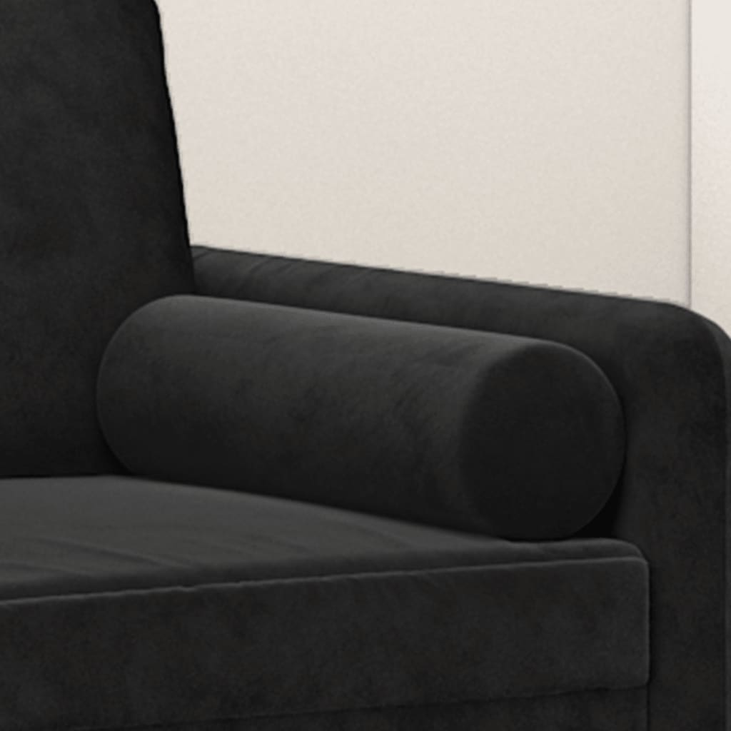 Cuscini Decorativi 2 pz Nero Ø15x50 cm in Velluto | homemem39