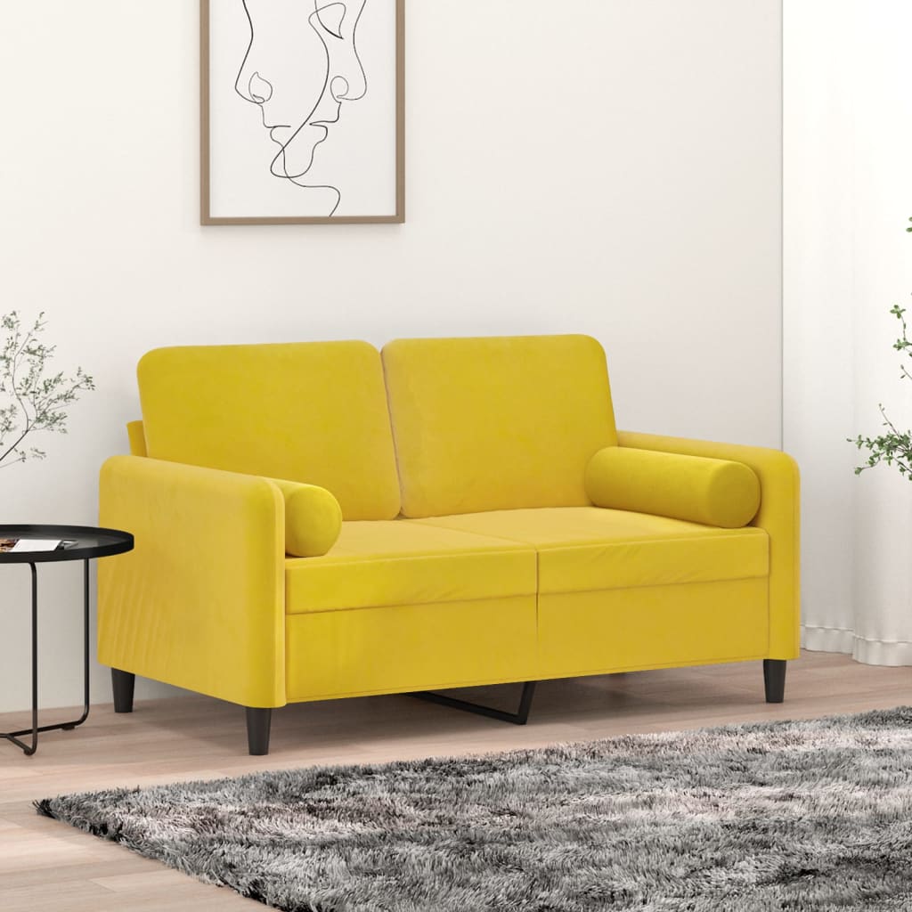 Cuscini Decorativi 2 pz Giallo Ø15x50 cm in Velluto - homemem39