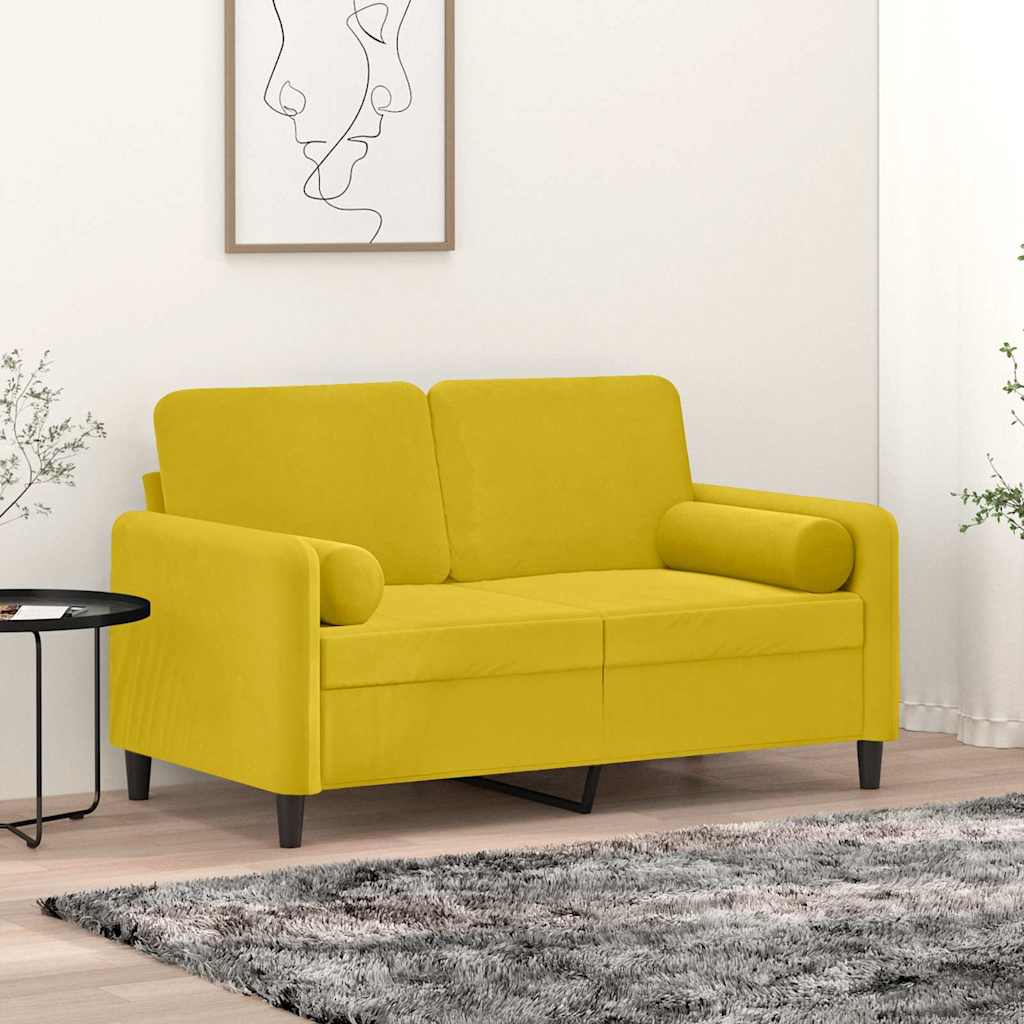 Cuscini Decorativi 2 pz Giallo Ø15x50 cm in Velluto