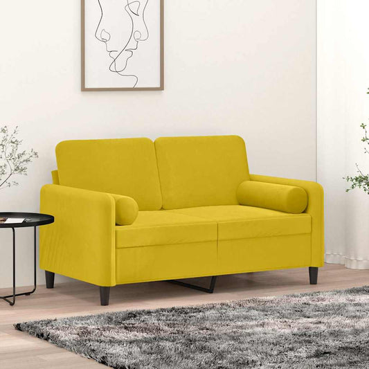 Cuscini Decorativi 2 pz Giallo Ø15x50 cm in Velluto