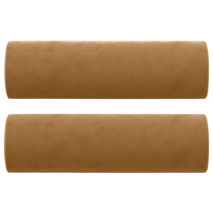 Cuscini Decorativi 2 pz Marrone Ø15x50 cm in Velluto