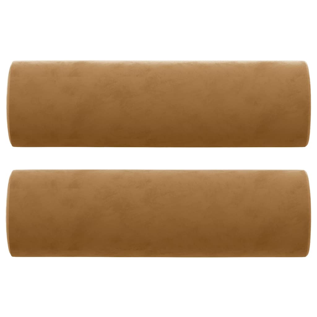 Cuscini Decorativi 2 pz Marrone Ø15x50 cm in Velluto