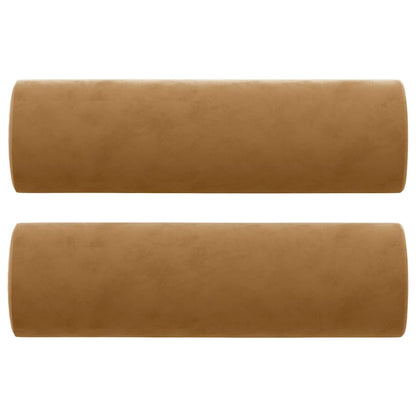 Cuscini Decorativi 2 pz Marrone Ø15x50 cm in Velluto