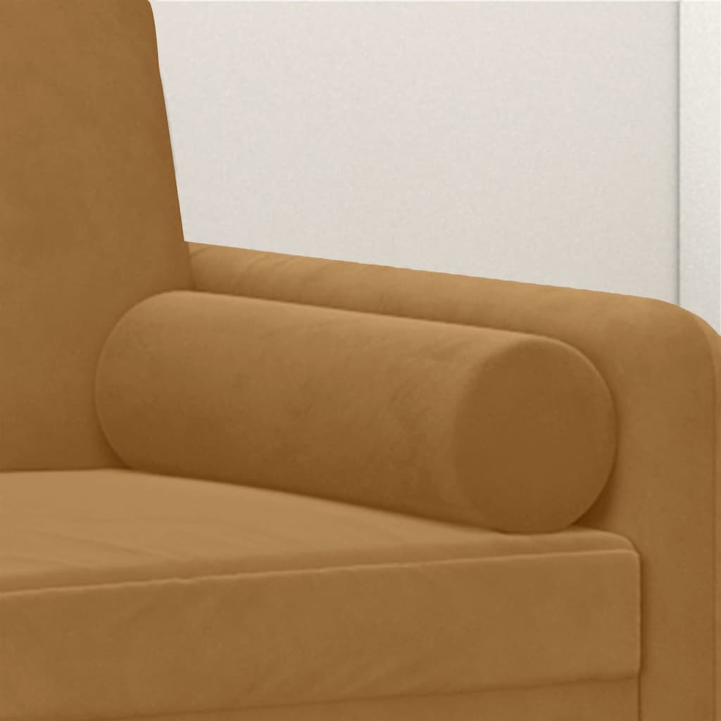 Cuscini Decorativi 2 pz Marrone Ø15x50 cm in Velluto