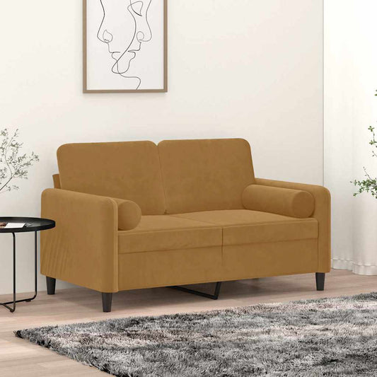 Cuscini Decorativi 2 pz Marrone Ø15x50 cm in Velluto