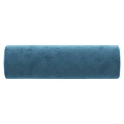 Cuscini Decorativi 2 pz Blu Ø15x50 cm in Velluto