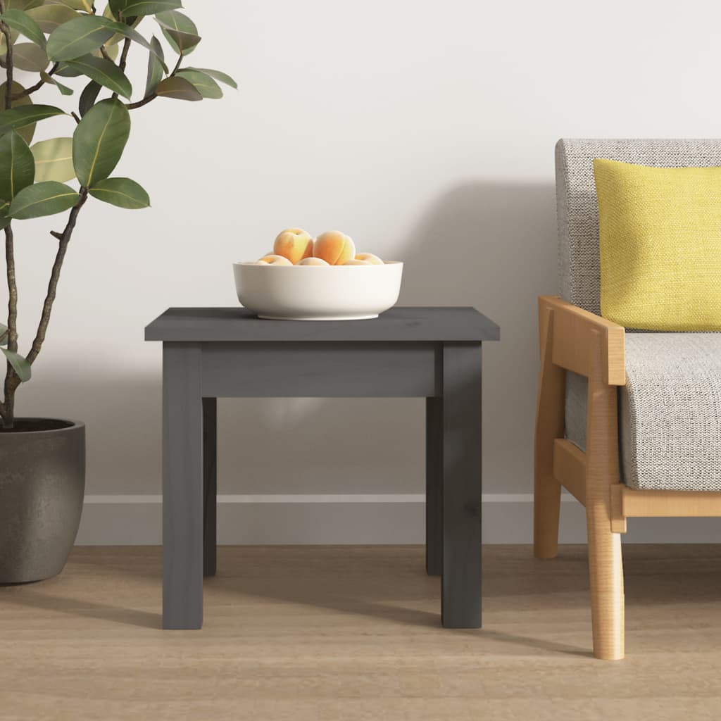 Tavolino da Salotto Grigio 35x35x30 cm Legno Massello di Pino | homemem39