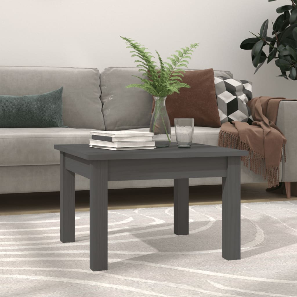 Tavolino da Salotto Grigio 45x45x30 cm Legno Massello di Pino | homemem39