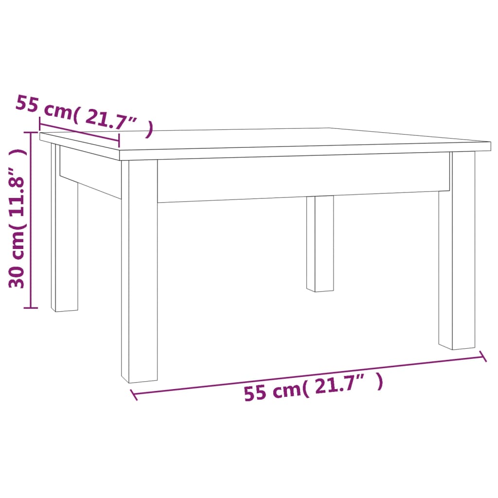 Tavolino da Salotto 55x55x30 cm Legno Massello di Pino | homemem39