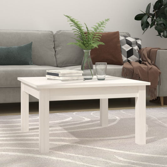 Tavolino da Salotto Bianco 55x55x30 cm Legno Massello di Pino | homemem39