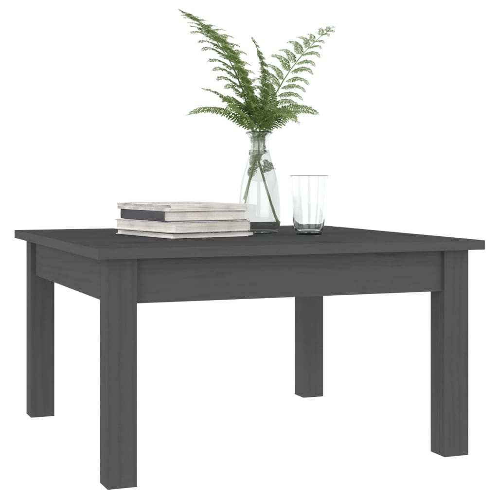 Tavolino da Salotto Grigio 55x55x30 cm Legno Massello di Pino | homemem39