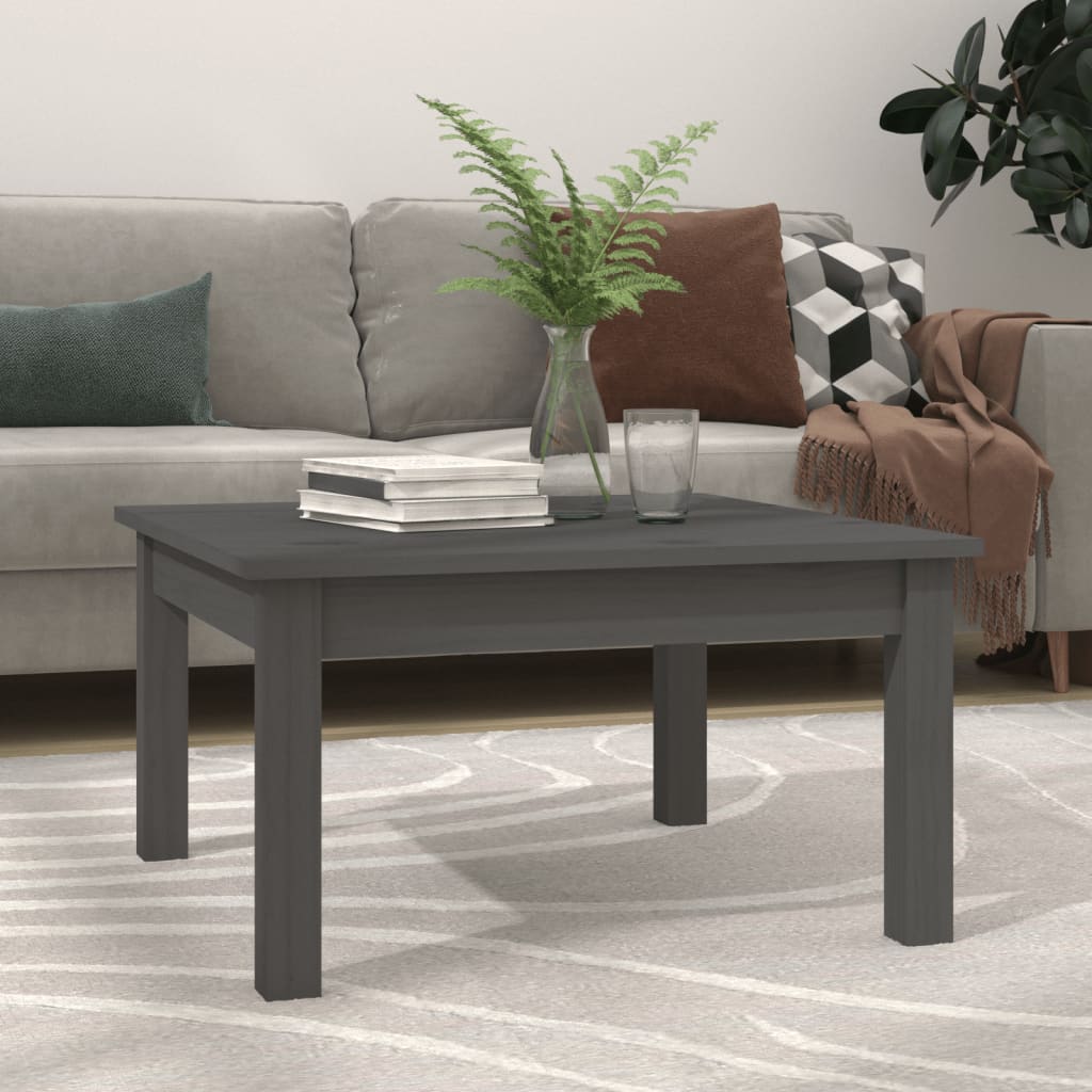 Tavolino da Salotto Grigio 55x55x30 cm Legno Massello di Pino | homemem39
